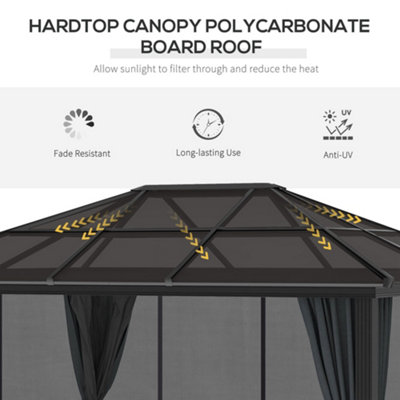 Outsunny 3 x 4m Aluminium Hardtop Gazebo Canopy with Polycarbonate Top