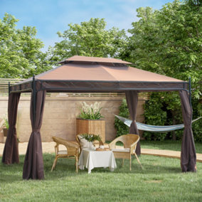 Outsunny 3 x 4m Garden Metal Gazebo Marquee Patio Party Tent Canopy Shelter