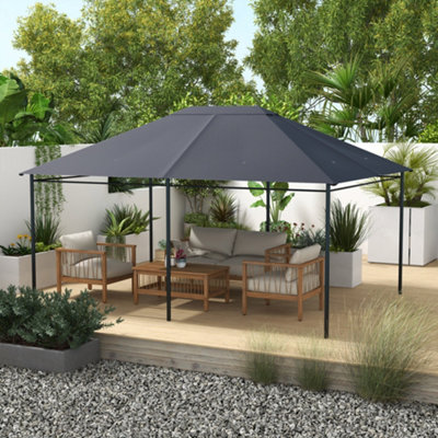 Outsunny 3 x 4m Gazebo Canopy Replacement Gazebo Roof Cover, Dark Grey