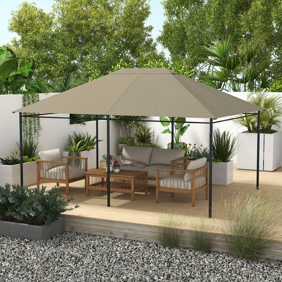 Outsunny 3 x 4m Gazebo Canopy Replacement Gazebo Roof Cover, Khaki