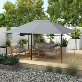 Outsunny 3 x 4m Gazebo Canopy Replacement Gazebo Roof Cover, Light Grey