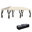 Outsunny 3 x 6 m Patio Gazebo Wedding Pop-up Party Tent Canopy Sun Shade Beige