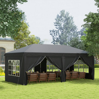 3 x 3M Heavy Duty Waterproof Adjustable Gazebo Instant Tent, Black