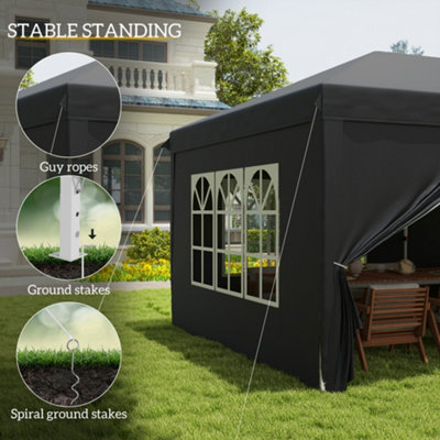 Outsunny 3 x 6 m Pop Up Gazebo with Sides and Windows Height