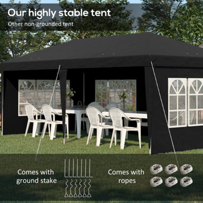 Outsunny 3 x 6m Heavy Duty Gazebo Marquee Party Tent with Storage Bag Black