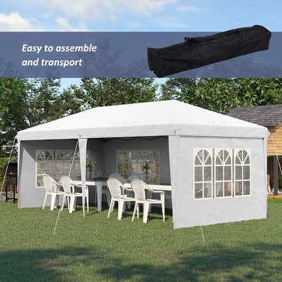 Outsunny 3 x 6m Heavy Duty Gazebo Marquee Party Tent with Storage Bag White