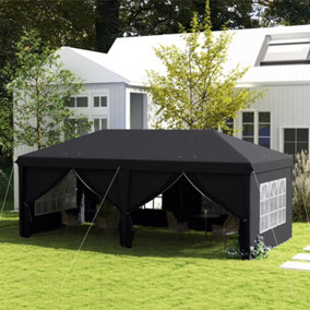 Outsunny 3 x 6m Pop Up Gazebo Height Adjustable Party Tent w/ Storage Bag Grey