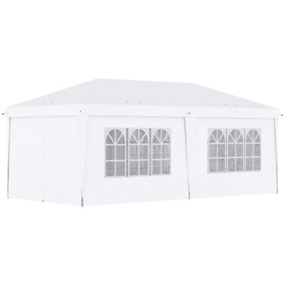 Outsunny 3 x 6m Pop Up Gazebo Height Adjustable Party Tent with Storage Bag White