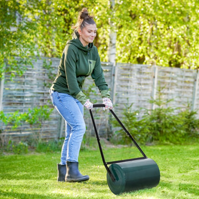 Outsunny 30 L Lawn Roller Large Heavy Duty Metal Sand or Water Filled