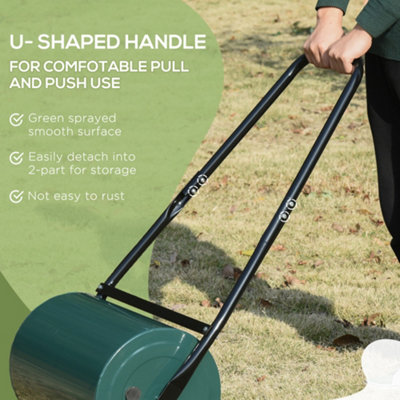 Outsunny 30 L Lawn Roller Large Heavy Duty Metal Sand or Water Filled