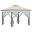 Outsunny 330cm x 330cm Pop Up Canopy, Double Roof Foldable Canopy Tent with Zippered Mesh Sidewalls, Height Adjustable, Beige