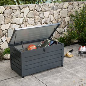 Outsunny 331L Outdoor Storage Box Waterproof with Wheels and Lock