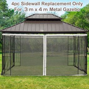 Outsunny 352 x 207cm Universal Replacement Mesh Sidewall Netting for Patio Gazebos and Canopy Tents with Zippers