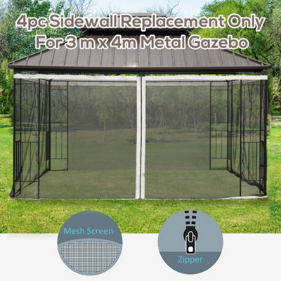 Outsunny 352 x 207cm Universal Replacement Mesh Sidewall Netting for Patio Gazebos and Canopy Tents with Zippers