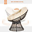 Outsunny 360 degrees Swivel Rattan Papasan Moon Bowl Chair Round Outdoor with Padded