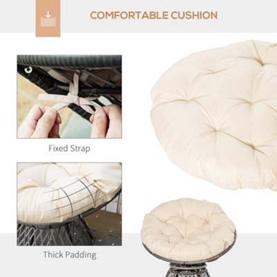 Outsunny 360 degrees Swivel Rattan Papasan Moon Bowl Chair Round Outdoor with Padded - 7