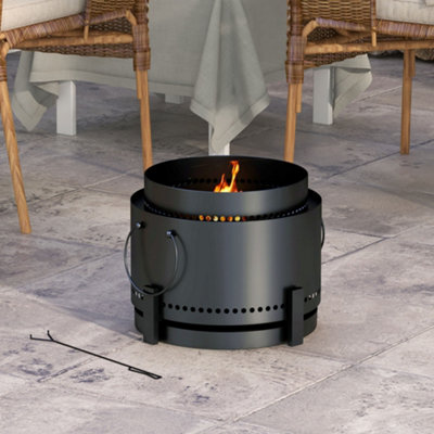 Outsunny 37cm Smokeless Wood Burning Firepit Metal Fire Pit
