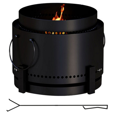Outsunny 37cm Smokeless Wood Burning Firepit Metal Fire Pit, Black