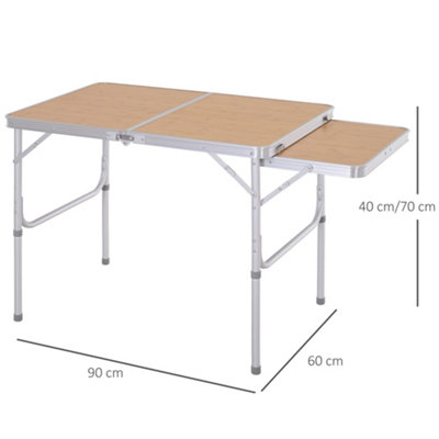 Outsunny 3ft Aluminium Picnic Table w/Side Desktop Outdoor BBQ Party Portable - 3
