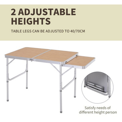 Outsunny 3ft Aluminium Picnic Table w/Side Desktop Outdoor BBQ Party Portable - 5