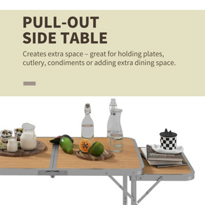 Outsunny 3ft Aluminium Picnic Table w/Side Desktop Outdoor BBQ Party Portable - 6