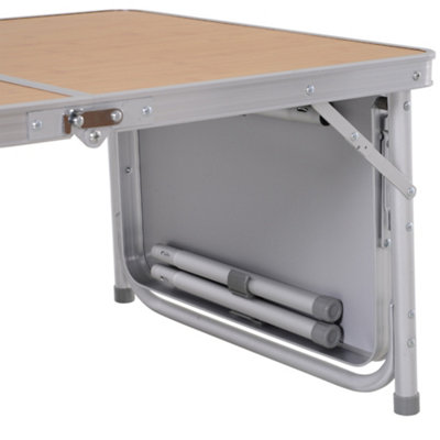 Outsunny 3ft Aluminium Picnic Table w/Side Desktop Outdoor BBQ Party Portable - 8