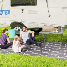 Outsunny 3ft Folding Camping Table with 2 Adjustable Height, Dark Grey