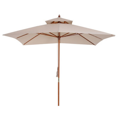 Outsunny 3m 2-tier Patio Parasol Garden Sun Umbrella Sunshade Bamboo  Pulley