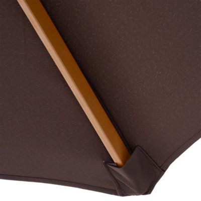 Outsunny 3m Fir Wooden Garden Parasol Sun Shade Outdoor Umbrella Canopy Coffee - 8
