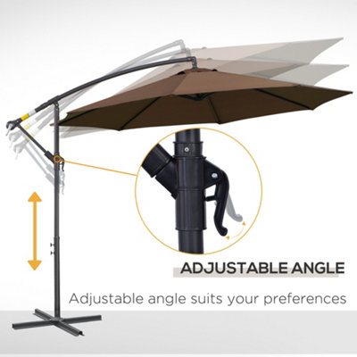Outsunny 3m Garden Banana Parasol Cantilever Umbrella w