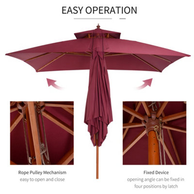 Outsunny 3M Garden Parasol Patio Bamboo Sun Umbrella Shade Outdoor Canopy - 4