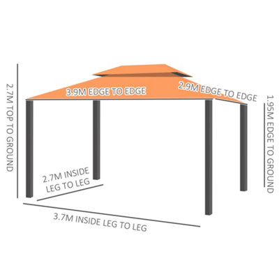 Outsunny 3m x 3.6m Aluminium Gazebo Canopy Patio Marquee Party Tent Outdoor