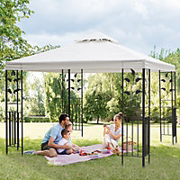 Outsunny 3m x 3m Outdoor Decorative Garden Gazebo Canopy Steel Frame - Cream