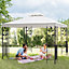 Outsunny 3m x 3m Outdoor Decorative Garden Gazebo Canopy Steel Frame - Cream