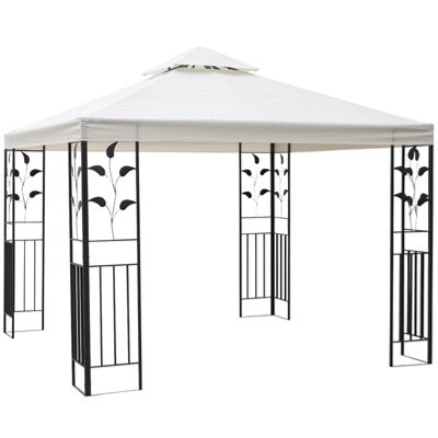 Outsunny 3m x 3m Outdoor Decorative Garden Gazebo Canopy Steel Frame - Cream