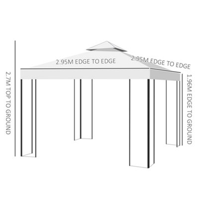 Outsunny 3m x 3m Outdoor Decorative Garden Gazebo Canopy Steel Frame - Cream - 3