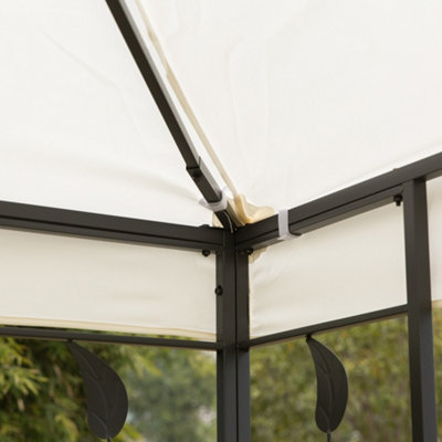 Outsunny 3m x 3m Outdoor Decorative Garden Gazebo Canopy Steel Frame - Cream - 7