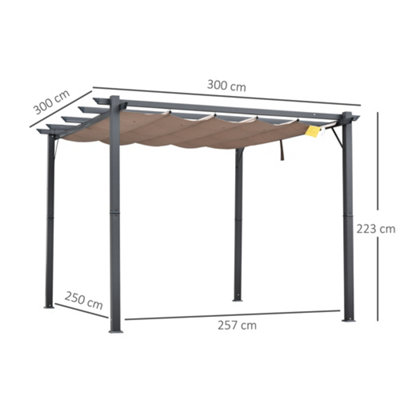 Outsunny 3M X 3M Pergola Gazebo Sun Shade Shelter Aluminium Garden Canopy - 3