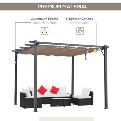 Outsunny 3M X 3M Pergola Gazebo Sun Shade Shelter Aluminium Garden Canopy - 4