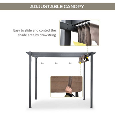 Outsunny 3M X 3M Pergola Gazebo Sun Shade Shelter Aluminium Garden Canopy - 5