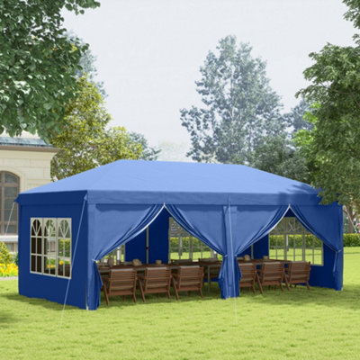 Outsunny 3m x 6m Pop Up Gazebo Party Tent Canopy Marquee with Storage Bag Blue DIY at B Q