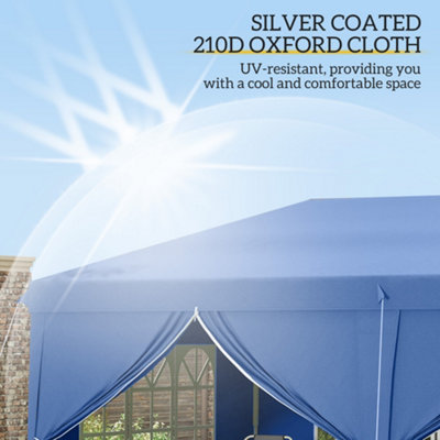 Outsunny 3m x 6m Pop Up Gazebo Party Tent Canopy Marquee with Storage Bag Blue - 5