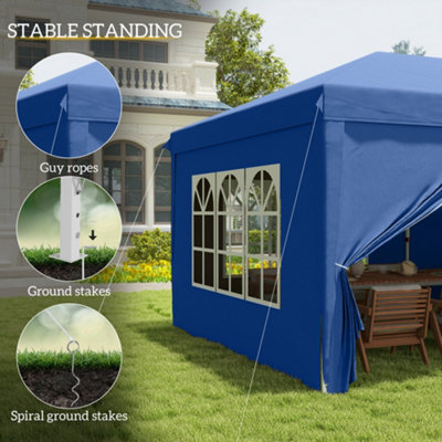 Outsunny 3m x 6m Pop Up Gazebo Party Tent Canopy Marquee with Storage Bag Blue - 6