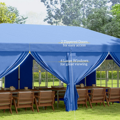 Outsunny 3m x 6m Pop Up Gazebo Party Tent Canopy Marquee with Storage Bag Blue - 7