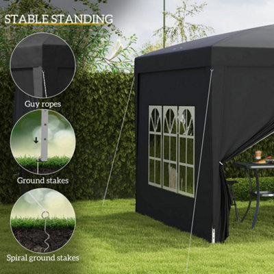 Outsunny 3mx3m Pop Up Gazebo Party Tent Canopy Marquee with Storage Bag Black - 6
