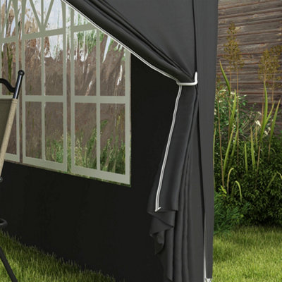 Outsunny 3mx3m Pop Up Gazebo Party Tent Canopy Marquee with Storage Bag Black - 9
