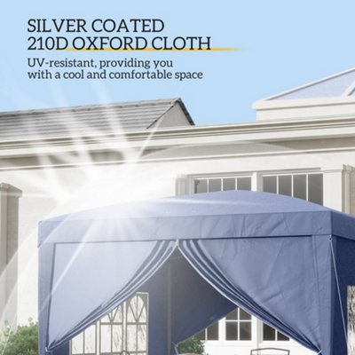 Outsunny 3mx3m Pop Up Gazebo Party Tent Canopy Marquee with Storage Bag Blue - 5