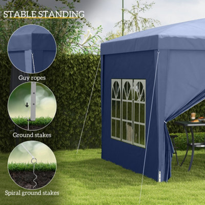 Outsunny 3mx3m Pop Up Gazebo Party Tent Canopy Marquee with Storage Bag Blue - 6