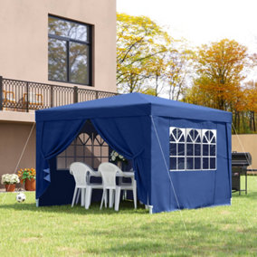 Outsunny 3mx3m Pop Up Gazebo Party Tent Canopy Marquee with Storage Bag Blue