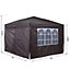 Outsunny 3mx3m Pop Up Gazebo Party Tent Canopy Marquee with Storage Bag Coffee